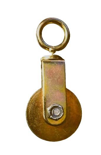 Image of SP Electron Golden Solid Metal Roller Pulley with Round Hook for Lifting Rope, Gym, Exercise, Pull up bar, Climbing, Hanging,etc. (Pack of 1)