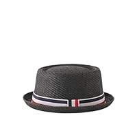HEYANN Pork Pie Strohhut, Herren Pork Pie Fedora Hüte 58 cm Sommerhut für Männer & Frauen,Bowler Flat Top Sonnenschutz Klassische Hut (DE/NL/SE/PL, Alphanumerisch, Einheitsgröße, schwarz)