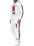 OneRedox Herren Jogginganzug Trainingsanzug Sportanzug Boxen Ali Modell 3462 Weiss M