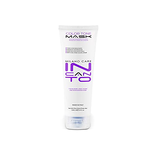 Milano Care Incanto Color Tone Mask – Professional Hair Toner Mask for Brassy Hair – Purple Conditioning Treatment For Blonde, Gray, Silver, Highlighted and Color Treated Hair