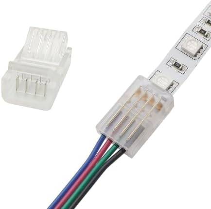 4 Pin LED Strip Connector, 10mm RGB Solderless Clip, 10 Pack