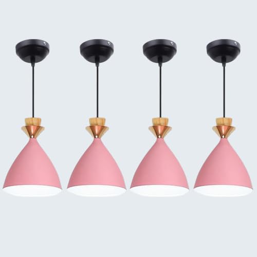 Image of Modern Pink Dome Hanging Pendant Light for Ceiling, Aluminium, Antique Decor, E-27 Holder, (Bulb is not Included) Pack of 4