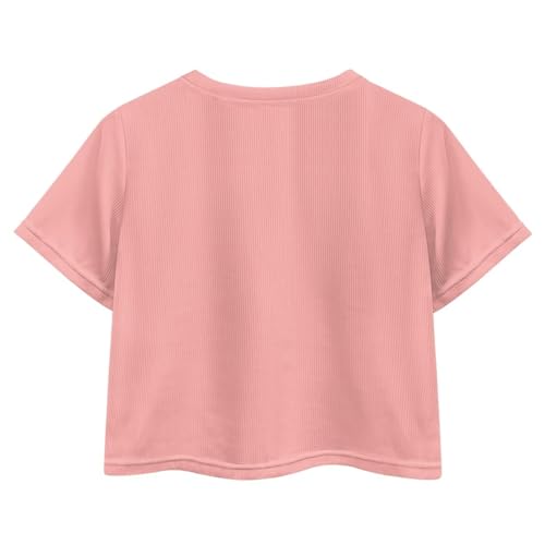 Image of Girl Crop Top Shirts for Summer Cute T Shirts Short Sleeve Tees for Kids 5-16