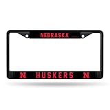 Rico Industries NCAA Nebraska Cornhuskers Black Black Chrome Frame W' Decal Insert 12" x 6" Car/Truck Auto Accessory