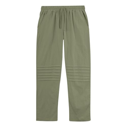 FQZWONG Men's Linen Pants Breathable Heat-dissipating Straight Leg Pants Loose-Fitting Casual Pocketed Sports Trousers2