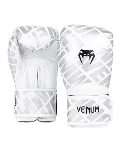 Image of Venum, Contender 1.5 XT Boxing Gloves, Unisex Adult, 14 Oz, White /Silver
