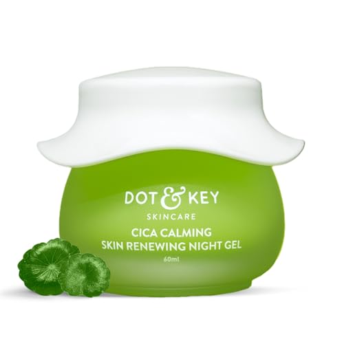 Dot & Key CICA Calming Skin Renewing Night Gel | For Oily, Acne Prone And Sensitive Skin | Night Cream with Niacinamide, Green Tea & Hyaluronic | Fades Blemishes & Dark Spots | 60ml