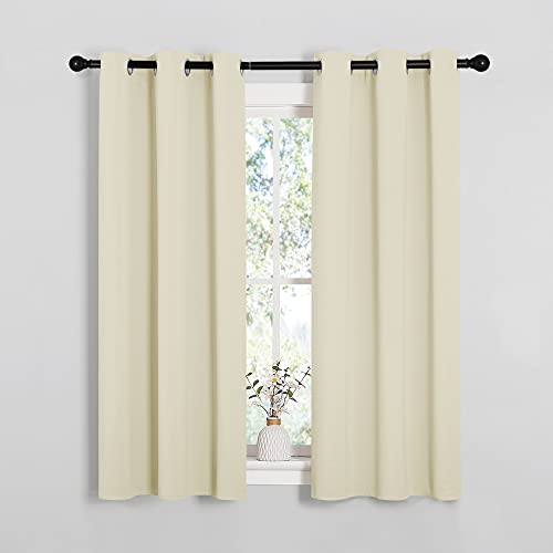Image of NICETOWN Room Darkening Draperies Window Curtain Panels, Thermal Insulated Grommet Room Darkening Curtains for Bedroom (Beige, 2 Panels, W34 x L54 -inch)