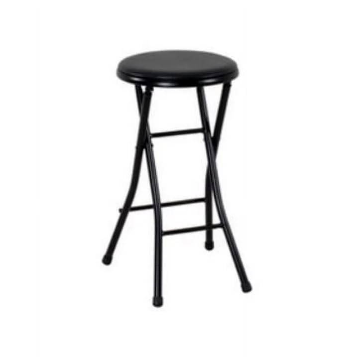 Folding Metal Stool, Black