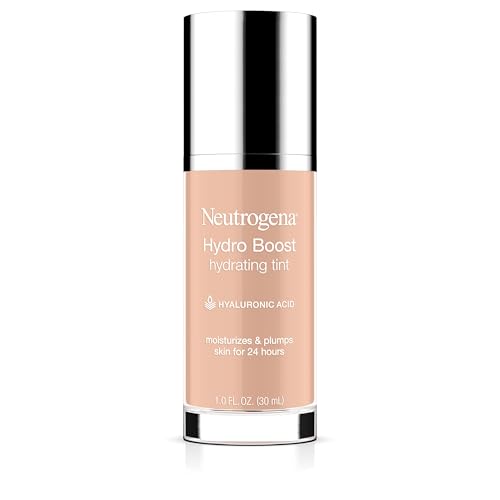Neutrogena Hydro Boost Hydrating Tint Foundation Makeup for Dry Skin, with Hyaluronic Acid, Lightweight Oil-Free Water Gel, Non-Comedogenic, 20 Natural Ivory, 1.0 fl. oz
