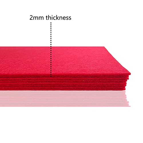 Image of Jtnohx Stiff Felt, 2mm Thick Felt Sheets for Crafts, 8 inchx12 inch Hard Felt Fabric Squares 8Pcs for DIY Projects (Red)