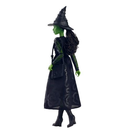 Mattel Wicked Elphaba Doll with Green Skin and Black Hair Braided with Accessories Including Removable Prom Outfit HXT62