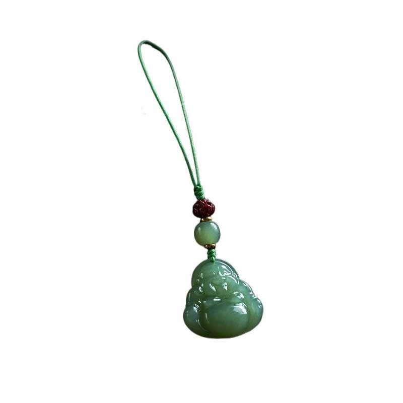 Breloczek do Samochodu Hetian Jade Maitreya Keychain Cinnabar Peace, Car Key Pendant Gift Decoration