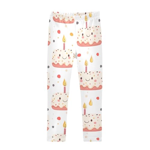 Cake with Candle Girls Leggings,Workout Leggings for Girls Toddler Athletic Legging Size for 3-10T