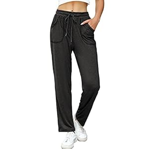 iClosam Jogginghose Damen Lang Baumwolle Freizeithose High Waist für Frauen Gerade Hose mit Taschen Sporthose Trainingshose Fitnesshose für Jogging Sport Yoga Gym