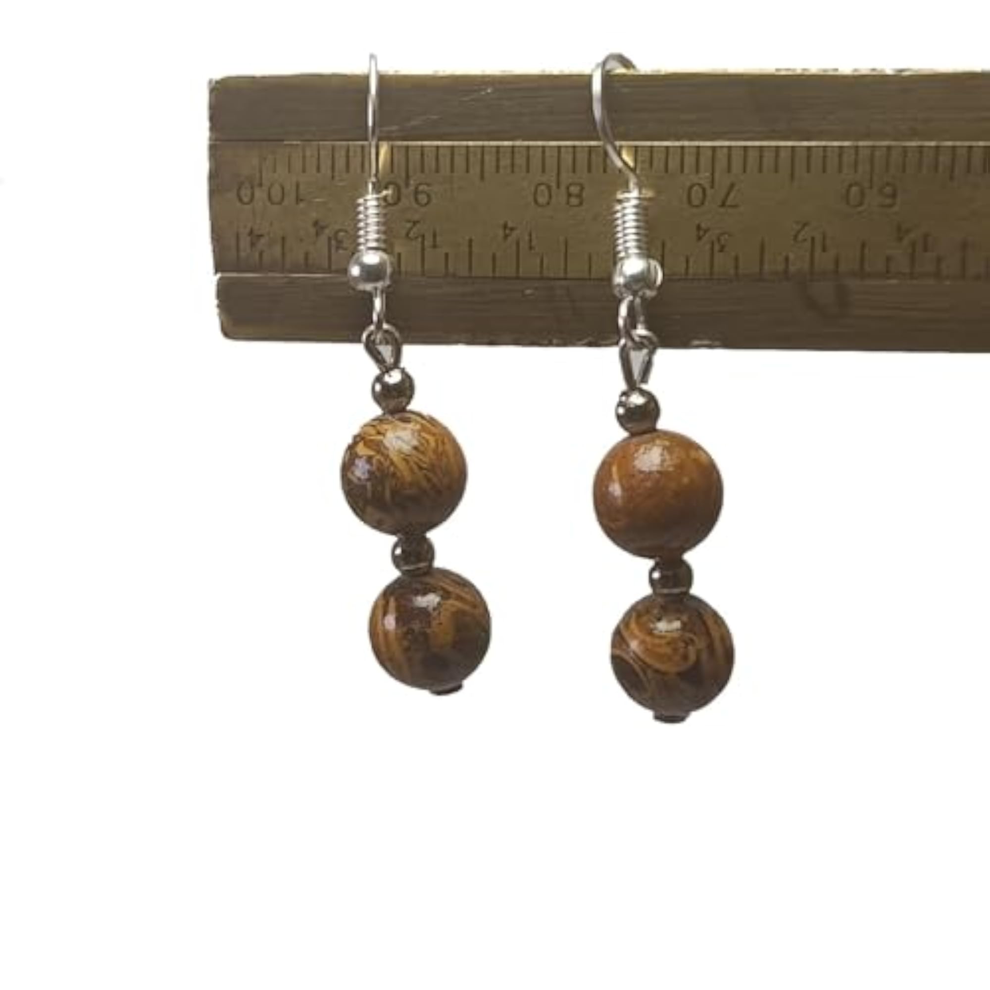 Mariam Jasper Crystal Round Bead Earrings Set, Healing Gemstone