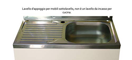 Lavello cucina da appoggio in acciaio L 80 cm 1