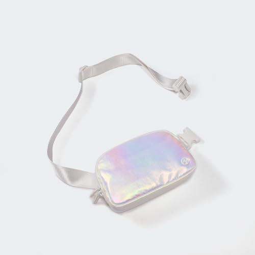 Image of Pander Two Way Zipper Fanny Pack Nylon Everywhere Belt Bag for Women, Water Repellent Waist Packs, Crossbody Bags with Adjustable Strap(Iridescent).