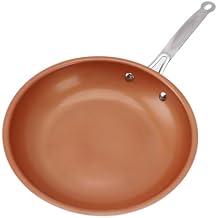 24cm frying pan, copper aluminum, non stick pan, long handle, universal double bottom round Skillet, suitable for frying eggs, steak, sandwiches, etc., durable