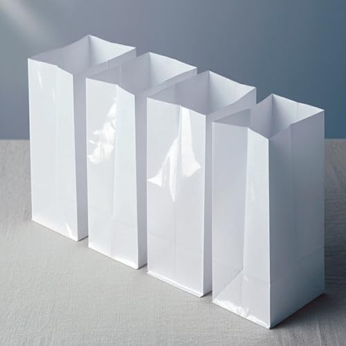 Image of White Plastic Reusable Luminary Bags, Christmas Luminaries for Outdoors, Wedding, Birthday, Halloween, Thanksgiving(Not Include Light) (40pcs)