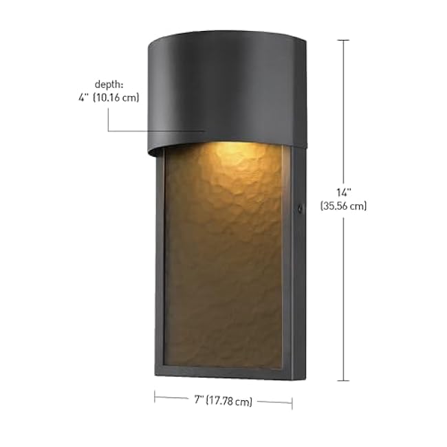 Globe Electric 44227 8.5W LED Integrated Outdoor Wall Sconce, Bronze Finish, Amber Water Glass Accent, Back Porch Lights, Front Patio, Garage Fixture, Exterior Lighting for House