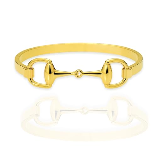 Horse Bit & Horseshoe Bracelets in Silver & Gold – Stackable Stainless Steel Bangles, Minimalist & Elegant Horse Jewelry