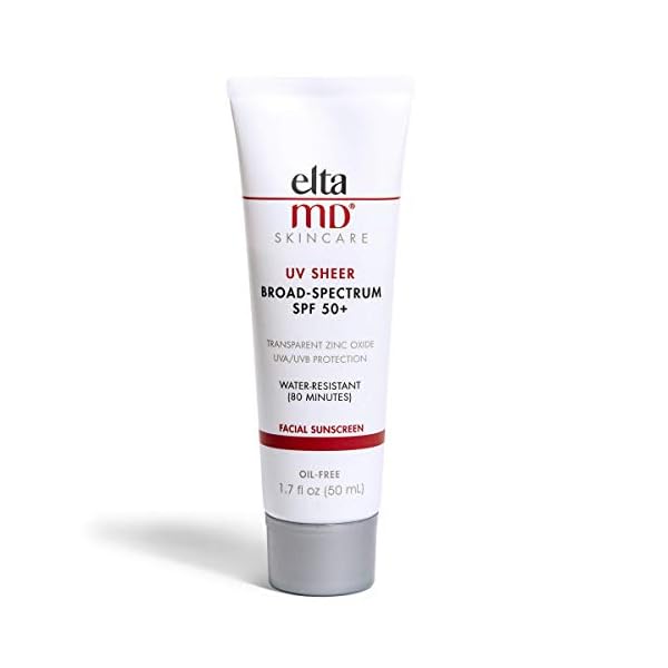EltaMD UV Sheer Face Sunscreen, SPF 50+ No White Cast Sunscreen for Face and Body, Zinc Oxide Sunscreen Formula
