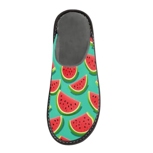 Green Watermelon Fuzzy Slippers Soft Home Bedroom Slippers for Women Men House Shoes3