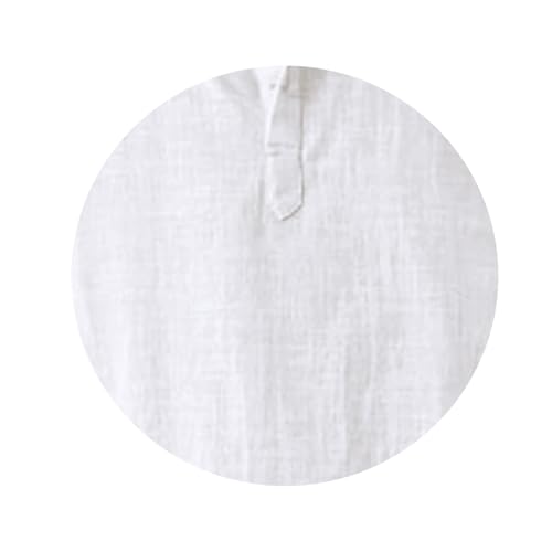 Men's Linen Long Sleeve Henley Shirt Stand Collar Relaxed Fit Casual Top Solid Color Beach Hippie Summer T-Shirt3