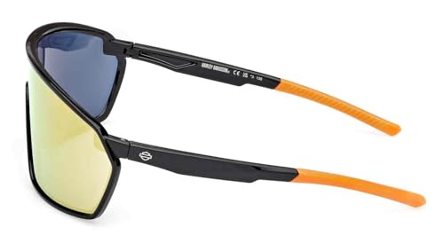 Harley-Davidson Men's Ironbond Wide Sunglasses, Black Frame/Orange Lens2