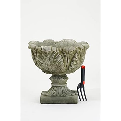 DGS Stone Cast Urns with Leaf Design Cover