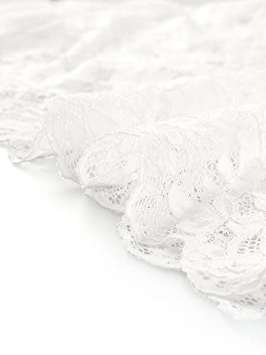 Allegra K Women's Elegant 3/4 Sleeve Sheer Floral Lace Shrug Top X-Small White #TOP5