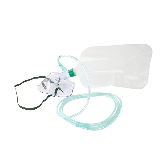 Dynarex 33012 Oxygen High-Concentration Mask, Elongated, Adult, Pack of 50
