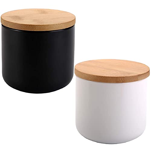 Lawei Set Of 2 Ceramic Food Jars With Lids - 8 Oz Food Storage Canisters Ceramic Coffee Jars For Serving Cookie Coffee, Sugar, Tea, Flour And More #TOP8