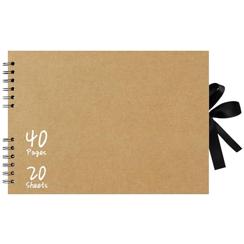 Vienrose Álbum de Fotos 29x21,5 cm, Álbum Scrapbooking DIY con 40 Páginas Papel Kraft Negro Grueso, Álbum Fotos para Pegar y Escribir para Bebé, Matrimonio, Familia y Viajes, Caqui