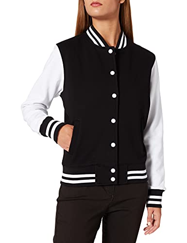 Build Your Brand Damen Ladies Sweat College Jacket Varsity Jacket, Black/White, M