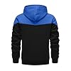 CTU Mens Fleece Hoodies Zip up Hooded Sweatshirt Patchwork Casual Hoody Contrast Color Top Long Sleeve Warm Jacket Blue 3XL #2