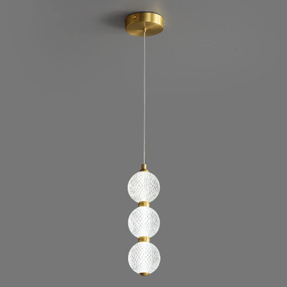 HXYSXHJUO Clear LED Globe Pendant Light, 1-Light Brass Hanging Ceiling Light with Acrylic Shade, Height Adjustable Chandelier Lighting Fixture for Kitchen Island, Dining Room