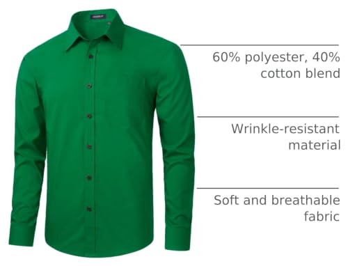 Image of HISDERN Mens Dress Shirts Long Sleeve Button Down Casual Shirts for Men Inner Contrast Formal Business Tuxedo Wedding Shirt