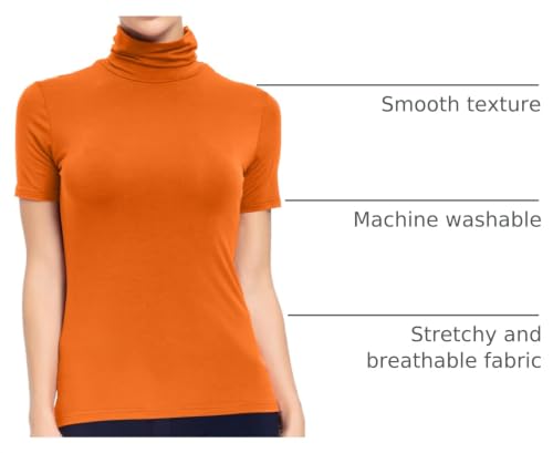 Image of AUHEGN Women's Mock Turtleneck Top Short Sleeve Lightweight Active T-Shirt (S-XXL)