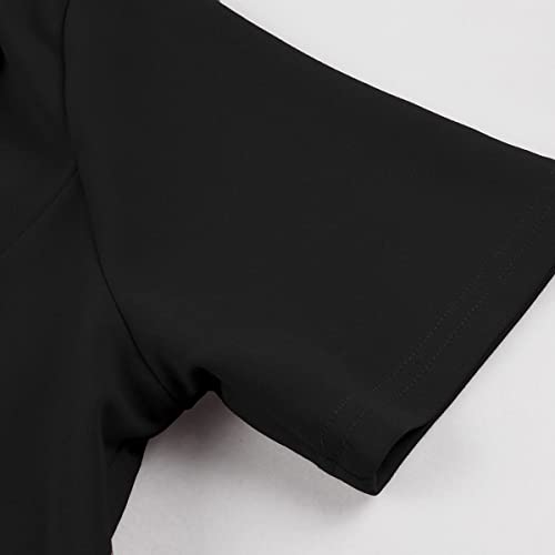 Image of 1950s Dresses for Women Vintage Rockabilly Retro Short Sleeve Tie Midi Dress Cocktail Party Evening Prom Gown
