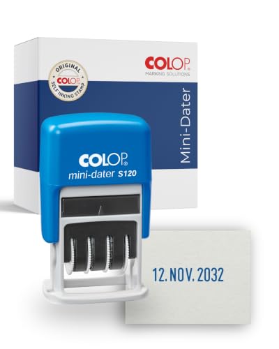 COLOP Mini-Dater S 120 Datum in deutsch (ZB 25. NOV. 2025) Abdruck blau im Faltkarton 6 x 5 x 2 cm