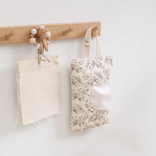 Quilted Baby Wipe Holder Floral Wipe Pouch Portable Hanging Wet Wipes Bag for Stroller, Travel — view 4