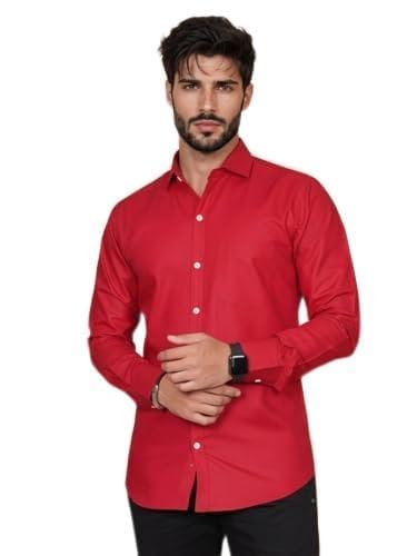 Image of Full Sleeve Black Formal Shirt for Men Cotton Regular Fit Casual - Pure Premium Branded Shirts for Men Formal Stylish Slim Plain Solid Man Wear as Office and Party
