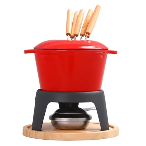 Zestaw do fondue do sera i czekolady z 6 widelcami, nieprzywierający garnek i deska do serwowania, łatwe czyszczenie, rodzinny przyrząd do fondue na imprezy i zanurzanie