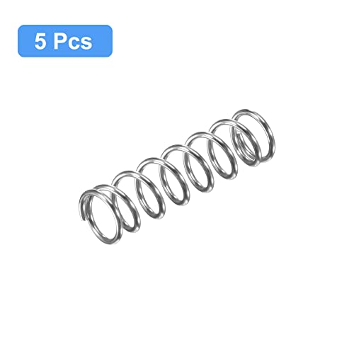 Image of uxcell Compression Spring, 5Pcs 304 Stainless Steel, 7mm OD, 0.8mm Wire Size, 25mm Free Length, Silver Tone