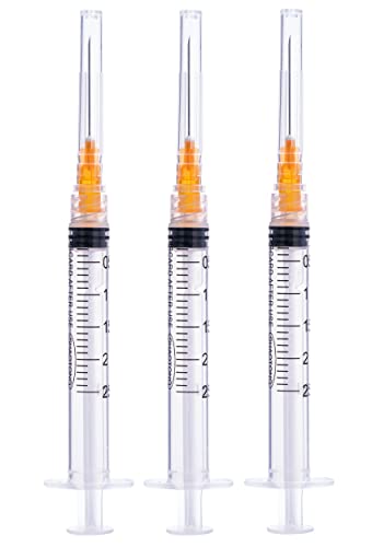 2.5ml Luer lock Syringe with diameter 25G Long 1Inch Needle, Sealed Package (20)