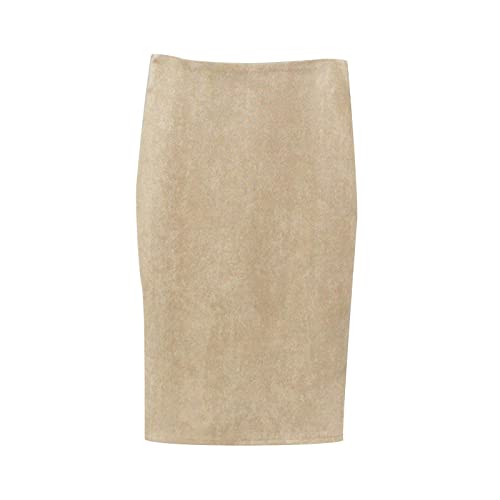 Suede Bodycon Pencil Skirt for Women Slim Office Work Business Casual Knee Below Skirt Prom Night Party Hip Skirts2