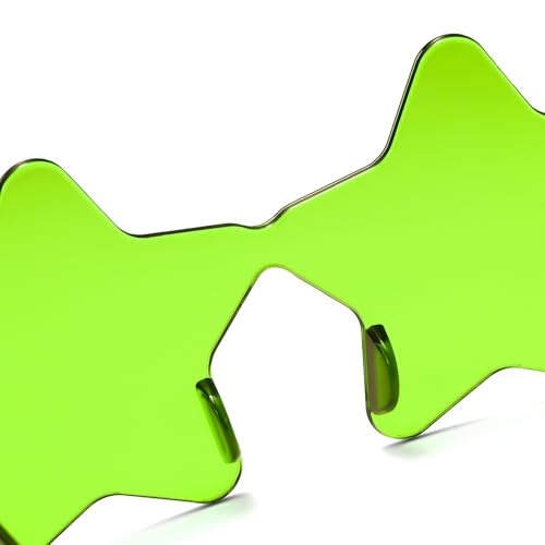 2 Pcs Rimless Star Sunglasses Transparent Candy Color Sunglasses Christmas Party Favor Star Glasses3