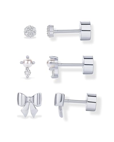 Image of PAVOI 14K Gold Plated Dainty Flat Back Earrings for Women, Piercing Studs